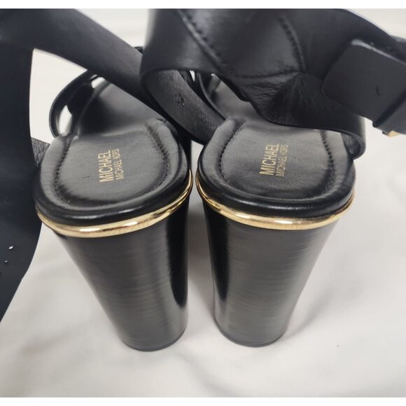 Michael Kors Women's Sz. 10 Black Platform Abbott Leather Sandals - Picture 4 of 8